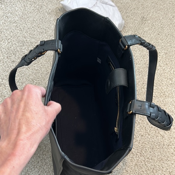 Tory Burch “Brooke” Suede and Smooth Leather Tote in Black - Picture 12 of 16